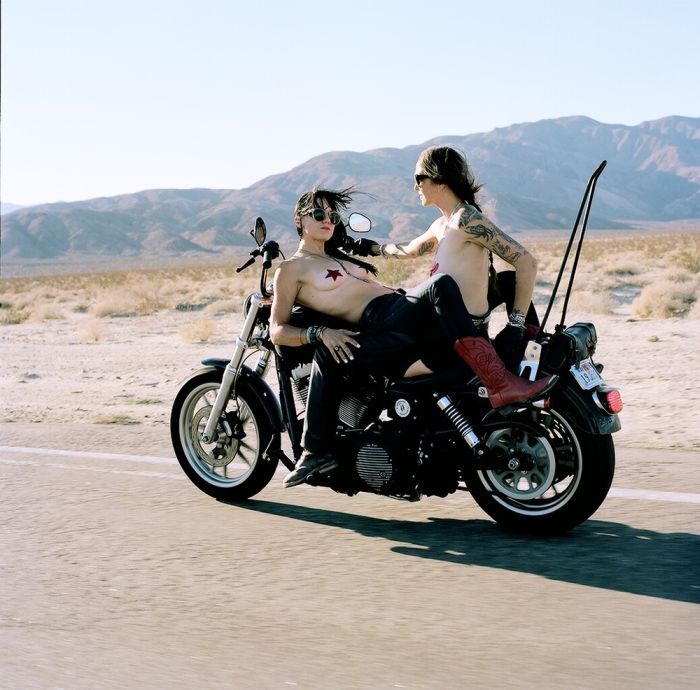 Girls on a motorcycle in Manama